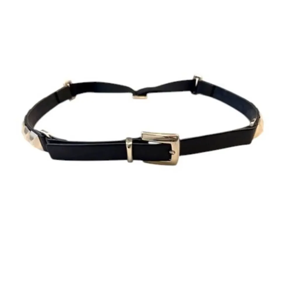 Vintage Suzi Roher Canada Studded Leather Belt Small Plus Silver 90s